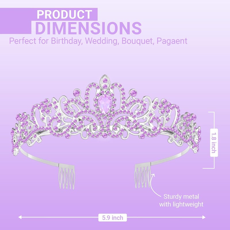 Queenship Tiara Crown for Women, Queen Tiara for Birthday Prom Bridal Party Custome Purple - Image 2